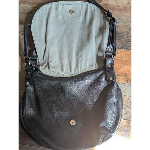 Garnet Hill Black Pebbled Leather Hobo Bag - Picture 2 of 6